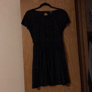 Black velvety floral pattern dress